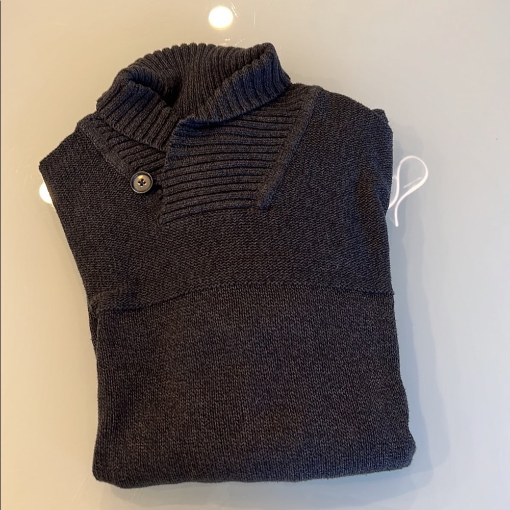 Calvin Klein Mens Charcoal Grey Shawl Collar with Button Sweater Size Large